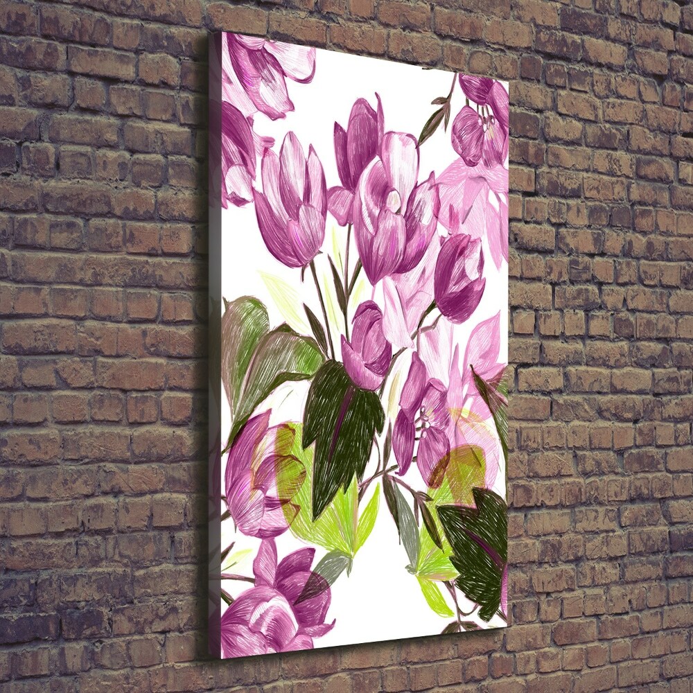 Large canvas wall art Purple flowers