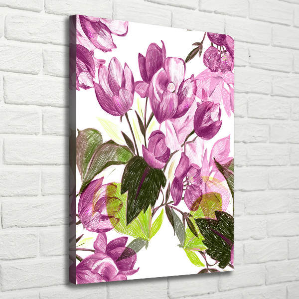 Large canvas wall art Purple flowers