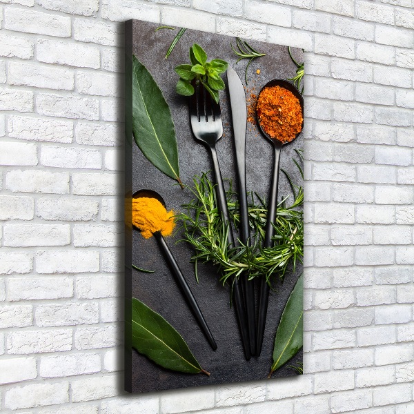 Large canvas wall art Cutlery and spices