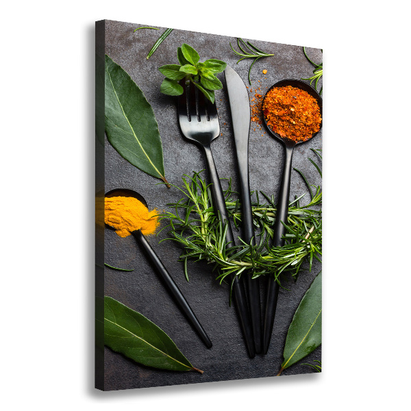 Large canvas wall art Cutlery and spices