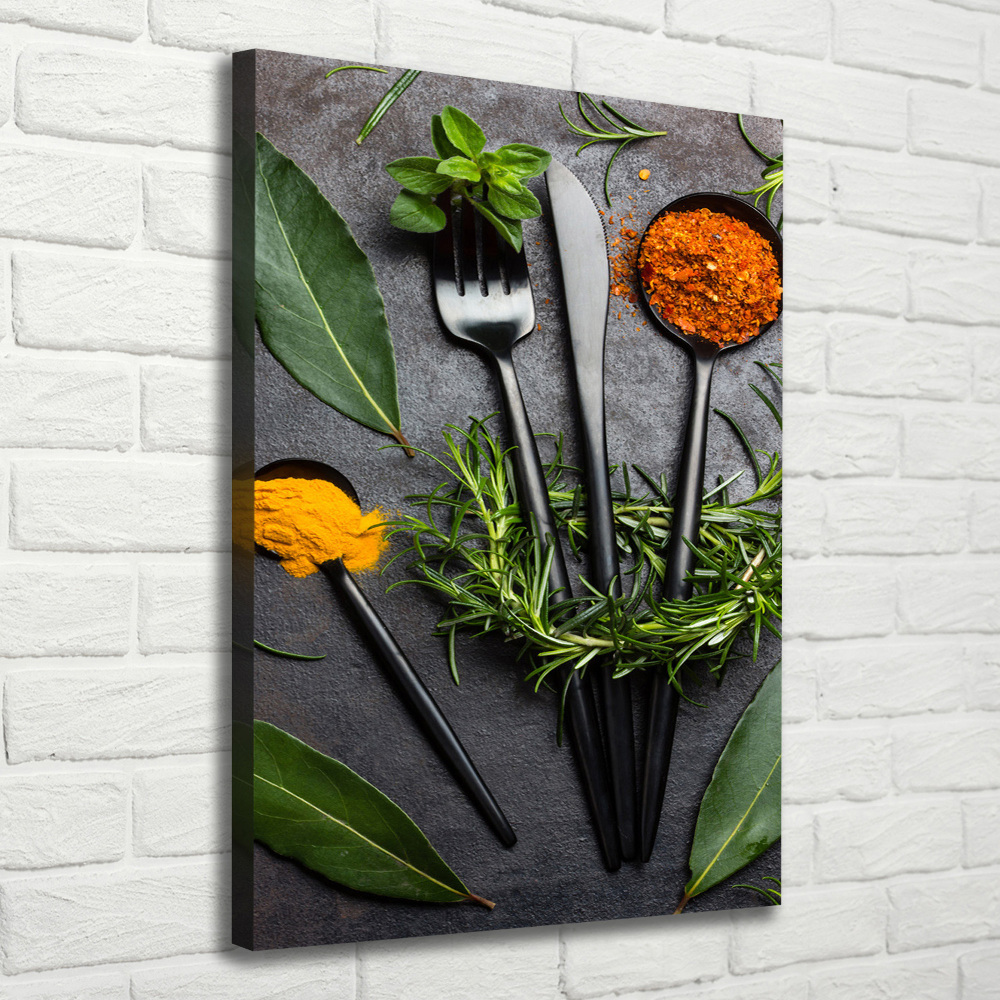 Large canvas wall art Cutlery and spices