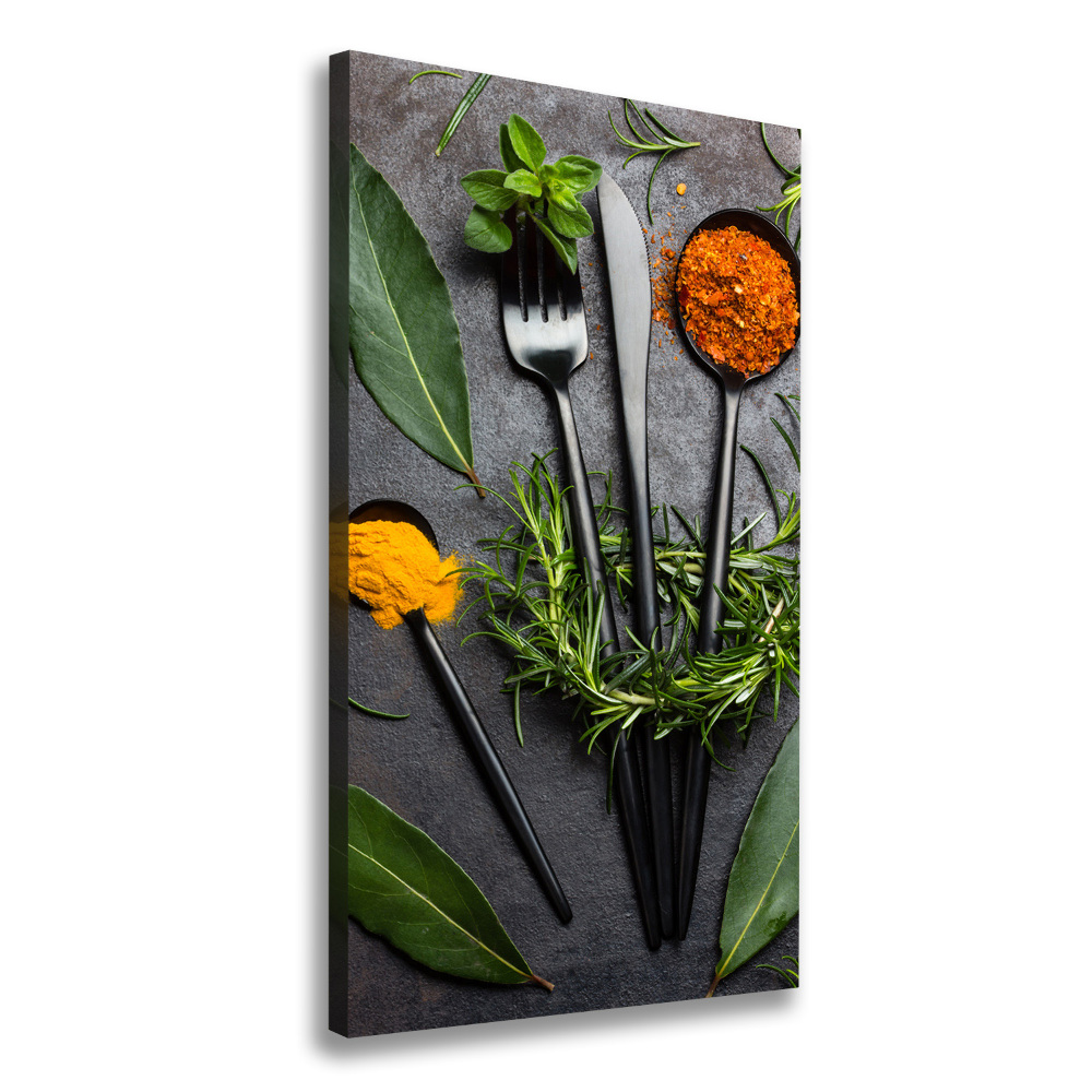 Large canvas wall art Cutlery and spices