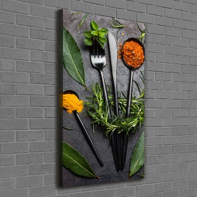 Large canvas wall art Cutlery and spices