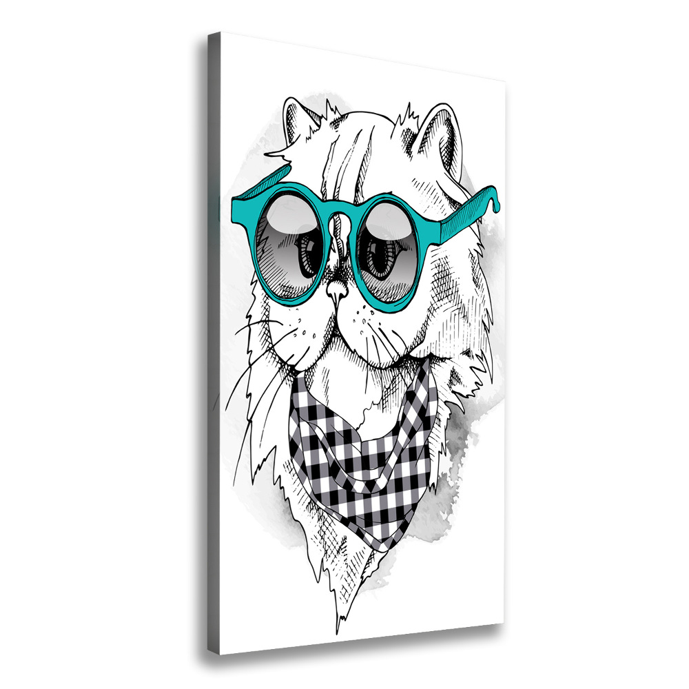 Large canvas wall art Cat with glasses