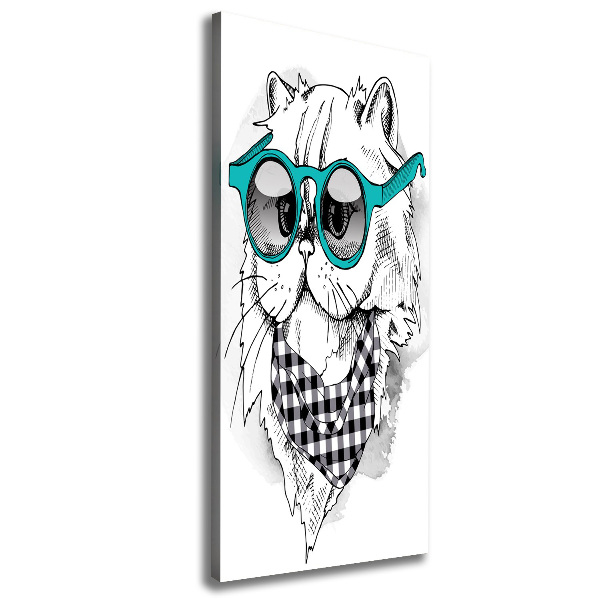 Large canvas wall art Cat with glasses