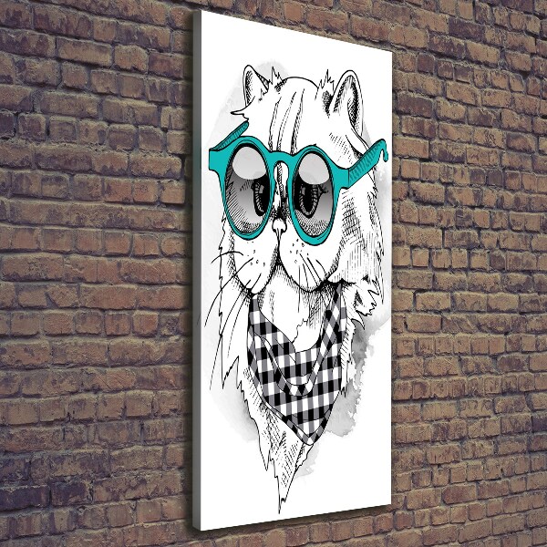 Large canvas wall art Cat with glasses