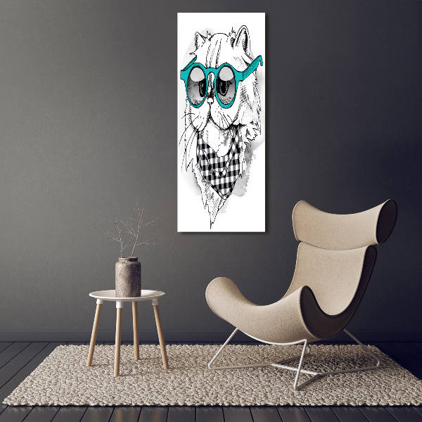 Large canvas wall art Cat with glasses