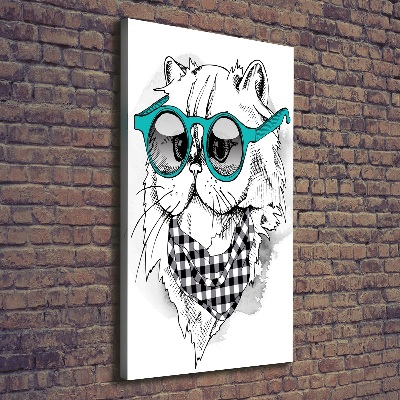 Large canvas wall art Cat with glasses