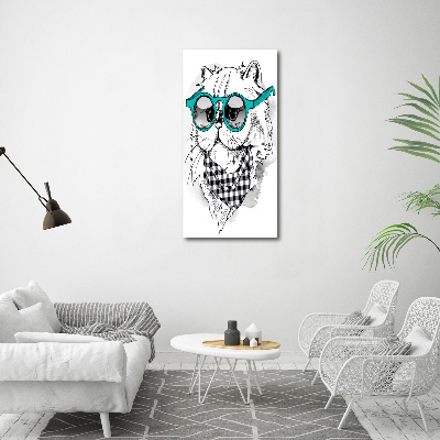 Large canvas wall art Cat with glasses