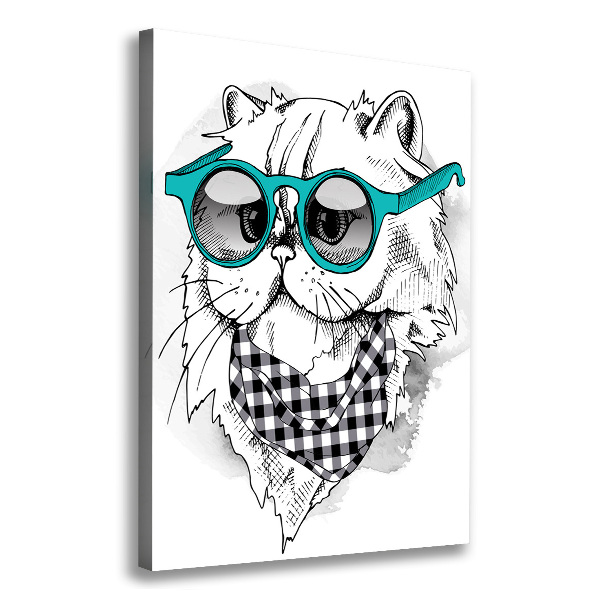 Large canvas wall art Cat with glasses