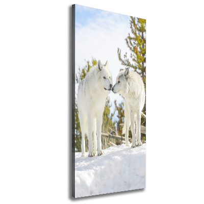 Large canvas wall art Two white wolves