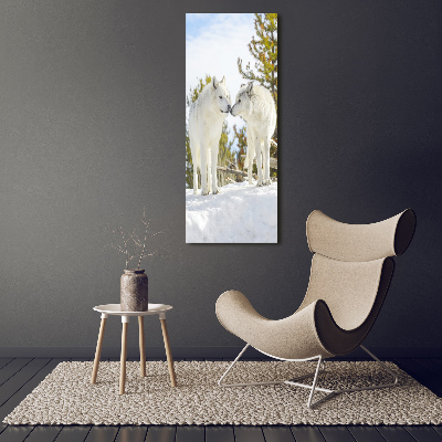 Large canvas wall art Two white wolves