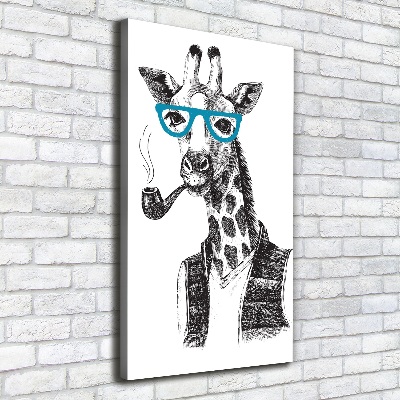 Canvas wall art Giraffes with glasses