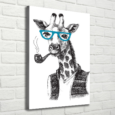 Canvas wall art Giraffes with glasses