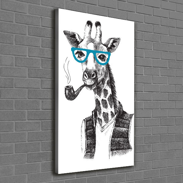 Canvas wall art Giraffes with glasses