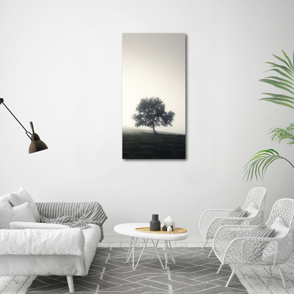 Large canvas wall art Tree in the fog