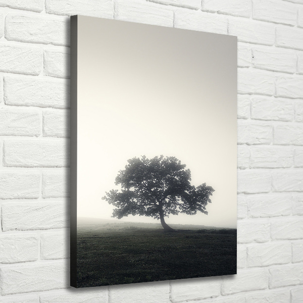 Large canvas wall art Tree in the fog