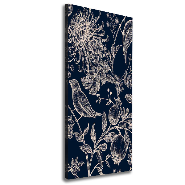 Canvas wall art Flowers and birds