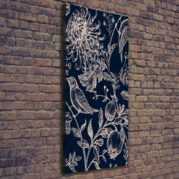 Canvas wall art Flowers and birds