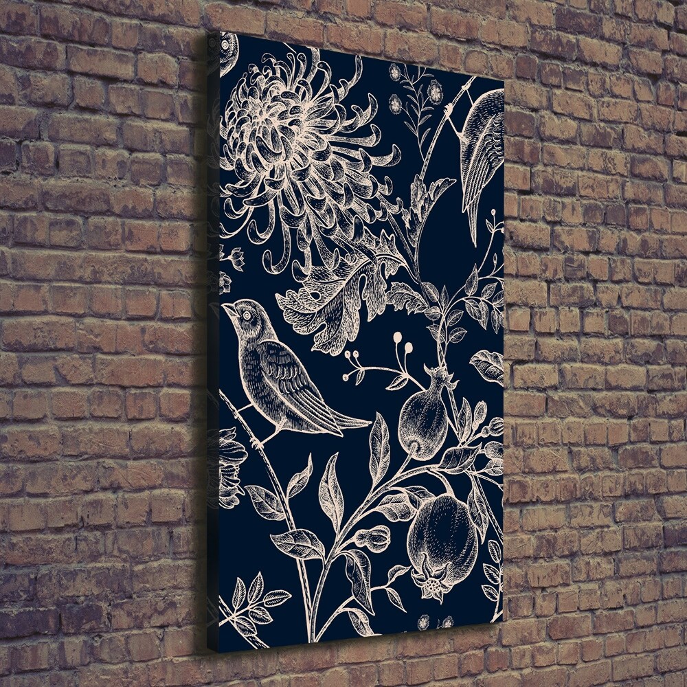 Canvas wall art Flowers and birds