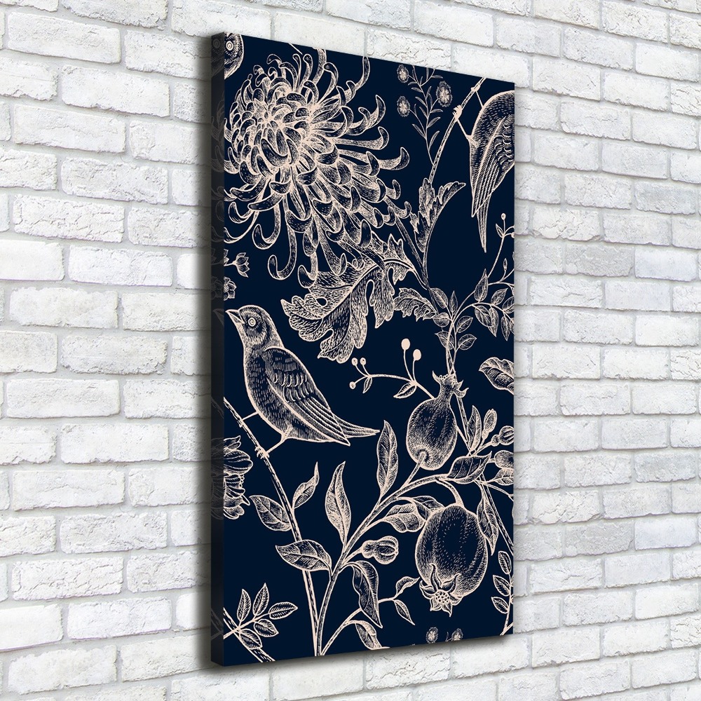 Canvas wall art Flowers and birds