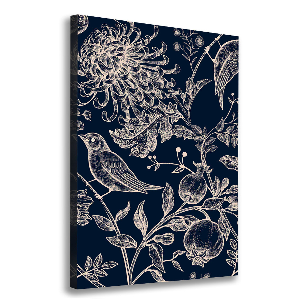 Canvas wall art Flowers and birds