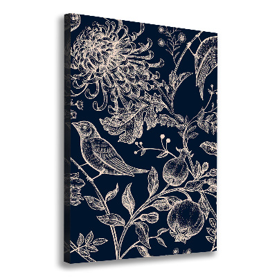 Canvas wall art Flowers and birds