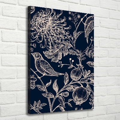 Canvas wall art Flowers and birds