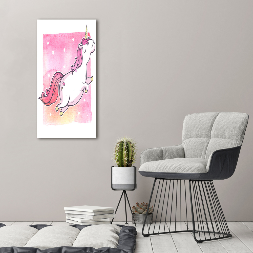 Large canvas wall art Pink unicorn