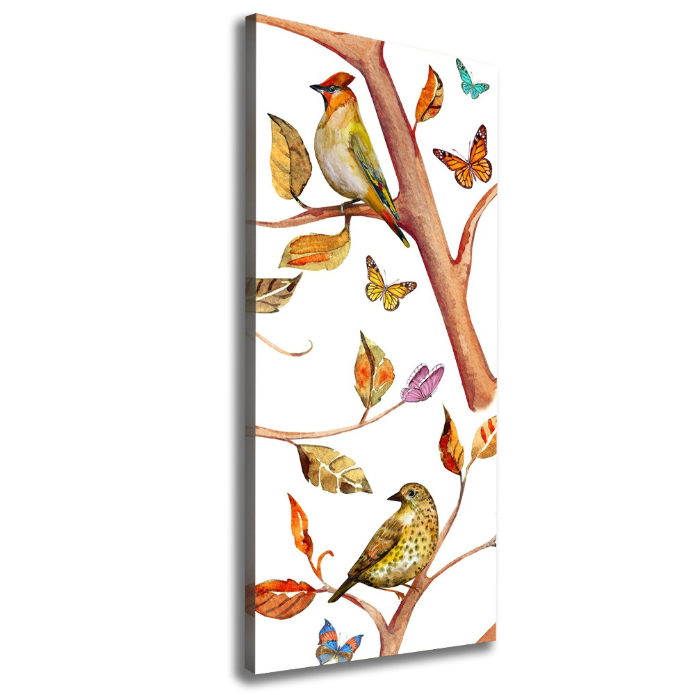 Canvas wall art Birds butterflies leaves