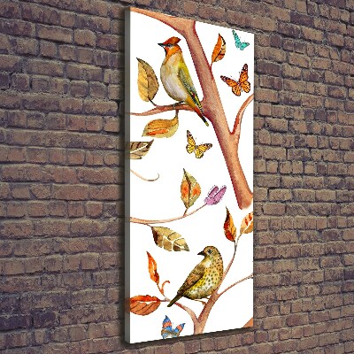 Canvas wall art Birds butterflies leaves