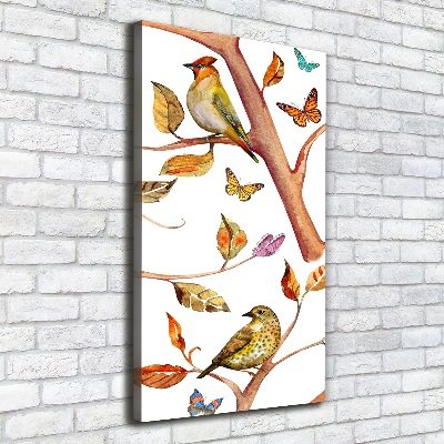 Canvas wall art Birds butterflies leaves