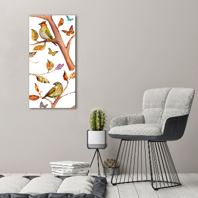 Canvas wall art Birds butterflies leaves