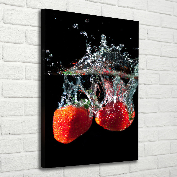 Canvas print Strawberries under water