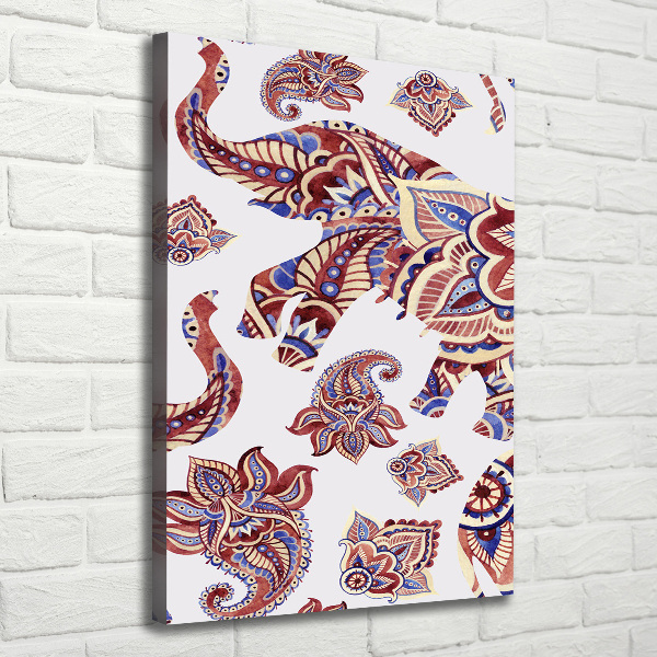 Canvas wall art Ethnic elephant patterns