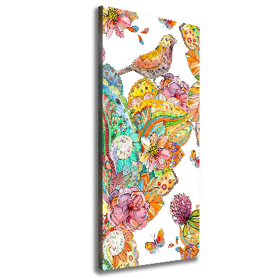 Canvas wall art Birds butterflies flowers