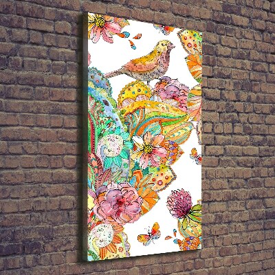 Canvas wall art Birds butterflies flowers