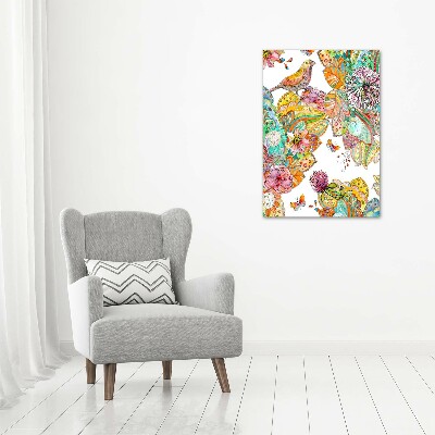 Canvas wall art Birds butterflies flowers