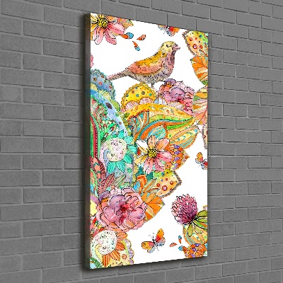 Canvas wall art Birds butterflies flowers