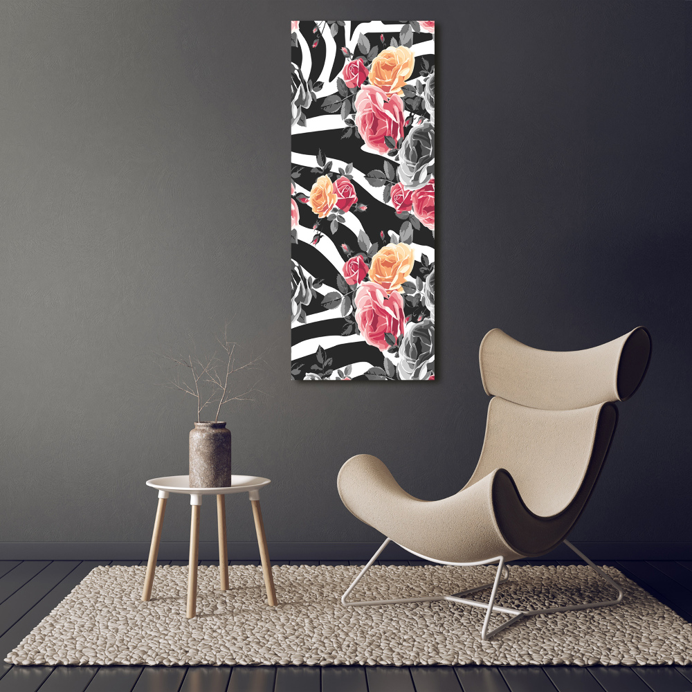 Canvas wall art Zebra roses