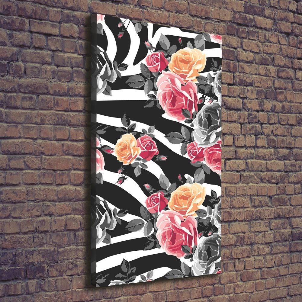 Canvas wall art Zebra roses