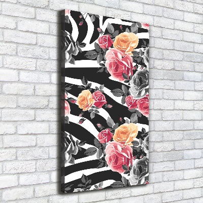 Canvas wall art Zebra roses