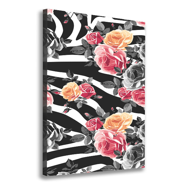 Canvas wall art Zebra roses