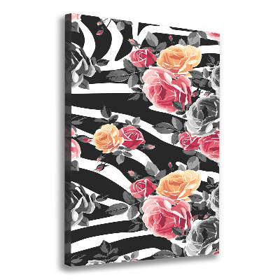 Canvas wall art Zebra roses