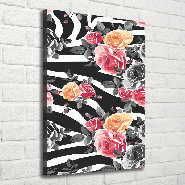 Canvas wall art Zebra roses