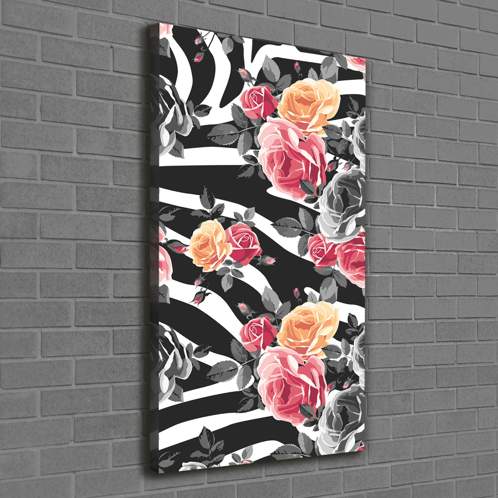 Canvas wall art Zebra roses