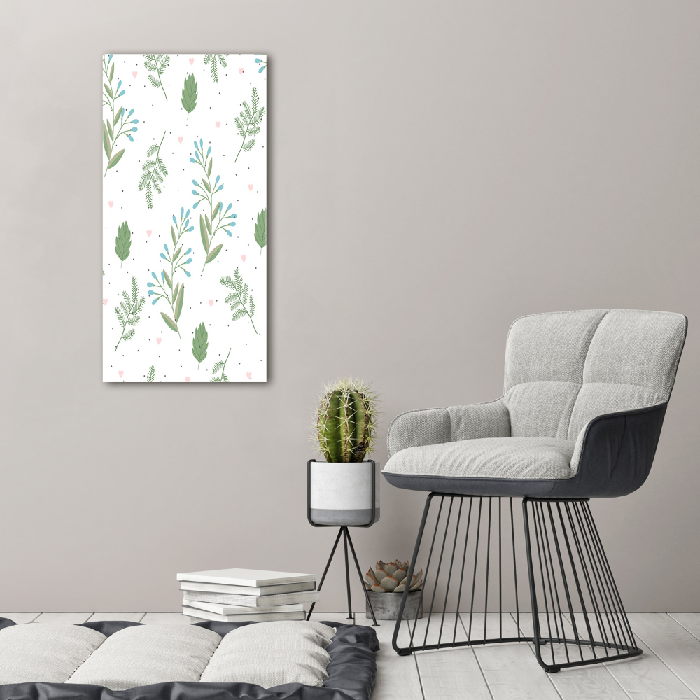 Canvas wall art Leaves and hearts