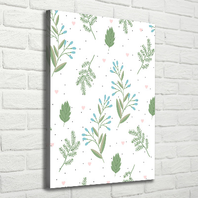 Canvas wall art Leaves and hearts