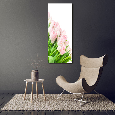 Wall art canvas large Pink tulips