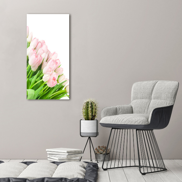 Wall art canvas large Pink tulips